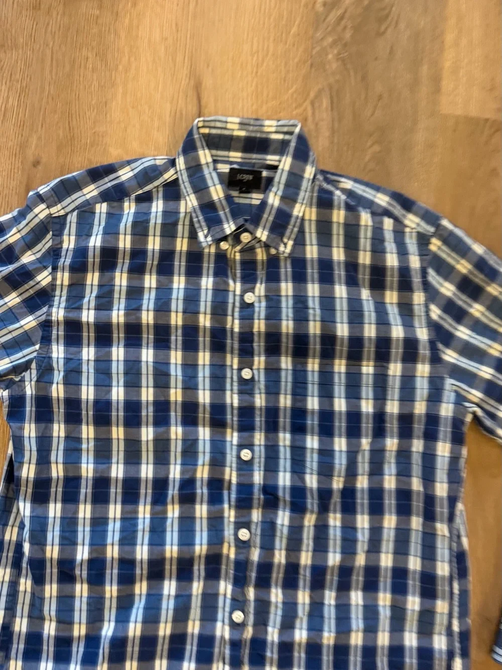 J.Crew Men’s Medium Blue Plaid 100% Cotton Button Down Shirt Preppy